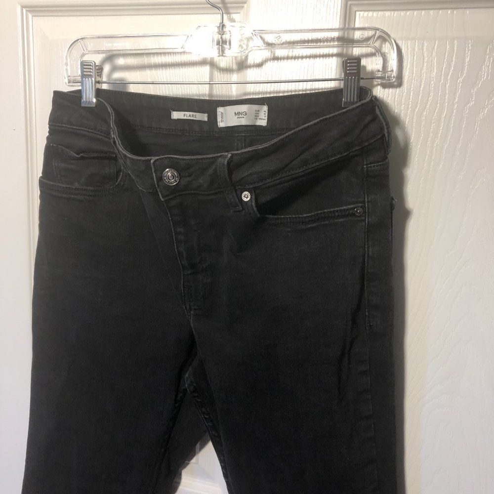 MNG flare raw hems dark wash women jeans, size 10 - Picture 7 of 8